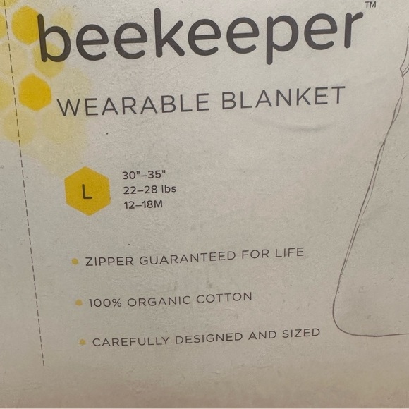 Burt’s Bees Beekeeper Wearable Blanket White With Blue Stars L 12-18 Months NWT - Picture 4 of 6